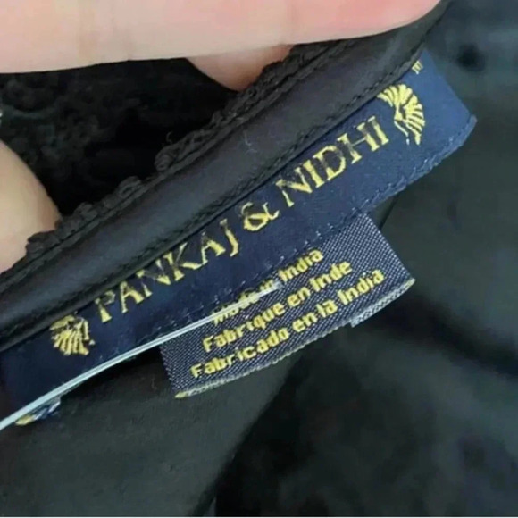 Pankaj & Nidhi Slim Lace Floral Mini Dress, Black, Size Medium - Picture 7 of 7